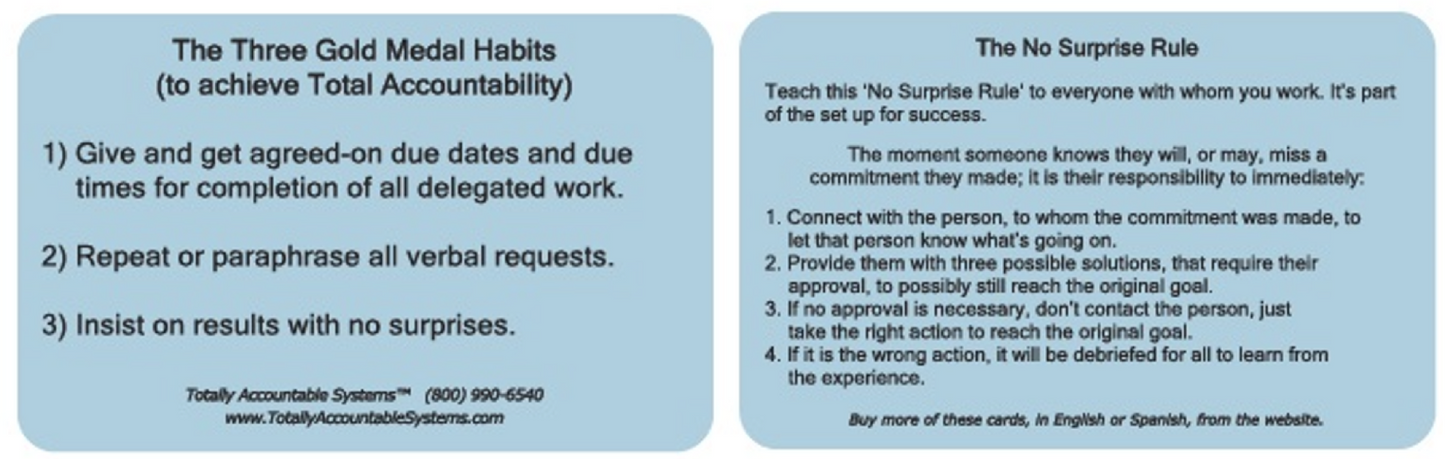 Code of Action Card - English