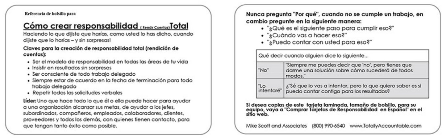Accountability Card - Spanish